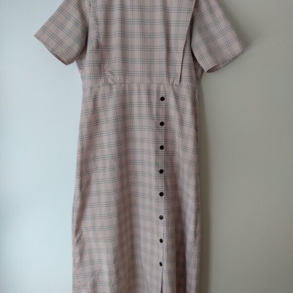 Amish Mennonite Cape Dress 42"B 35"W Pink Plaid Cotton Blend Long - Picture 3 of 11